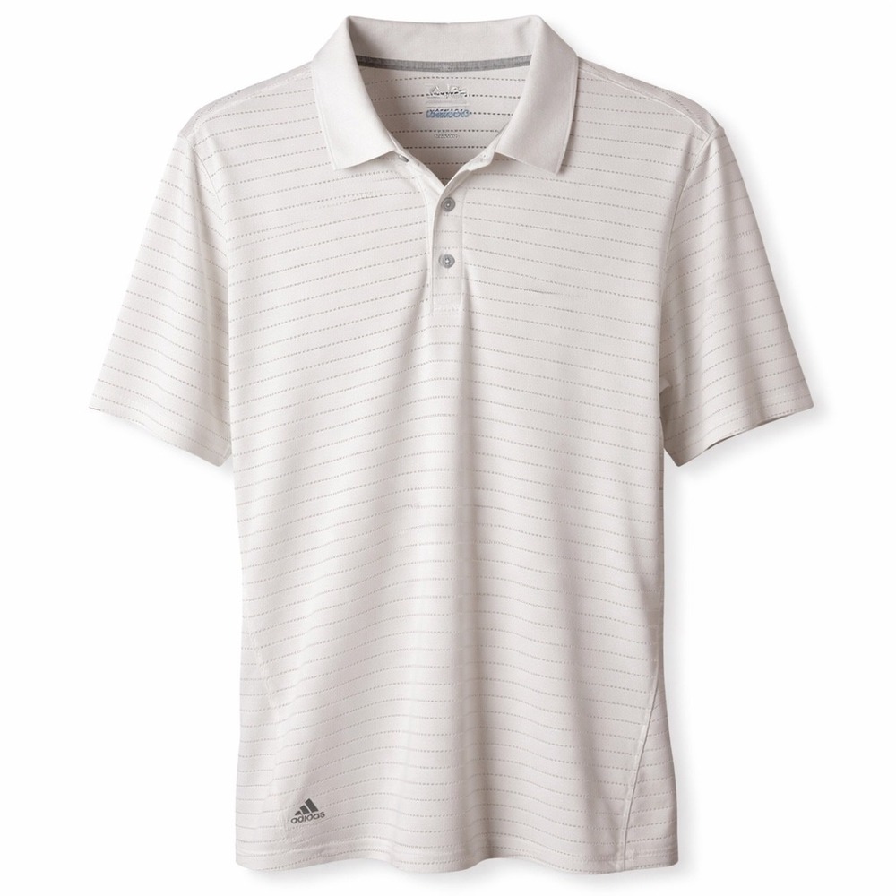 Adidas Climacool Womens White Pointelle Stripe Short Sleeve Golf Polo Shirt L